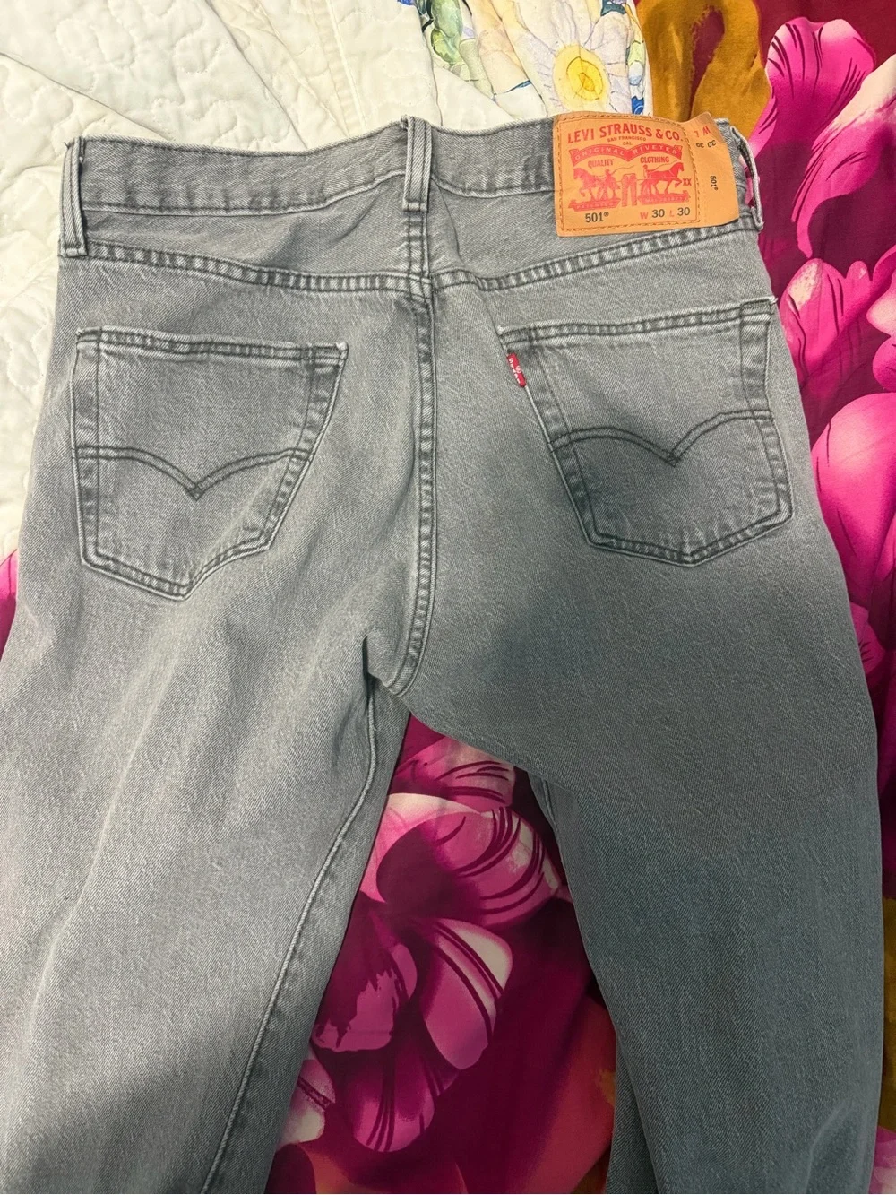 Classic Light Wash Mens Jeans - Light Gray Denim